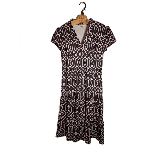 Jude Connally V-Neck Libby Dress Garden Gate Pattern Ladies XS Coquette SOFT - Picture 1 of 5